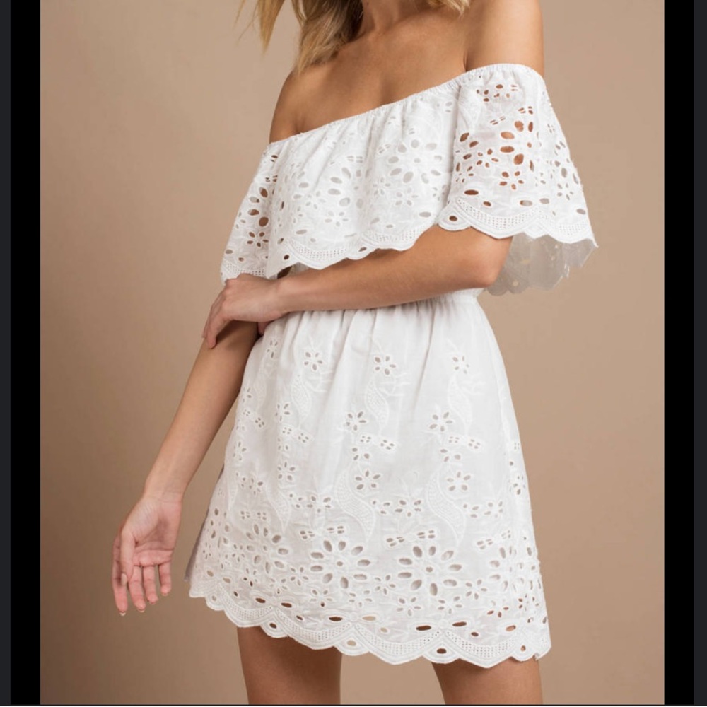 TOBI White Off Shoulder Dress
